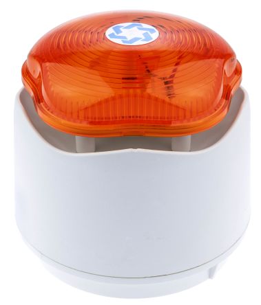 Banshee Excel Lite Sounder with Xenon Beacon Hosiden Besson Ltd White Amber Shallow Base (IP45) - BNR Industrial Automation