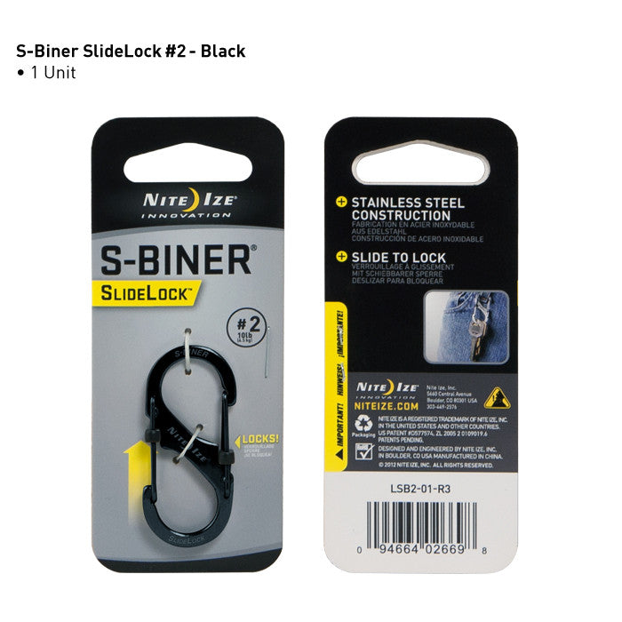 S-Biner SlideLock Hardware Nite Ize Innovation #2 Black - BNR Industrial Automation