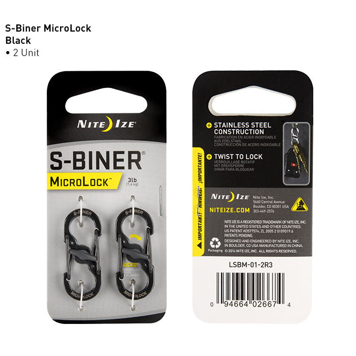 S-Biner MicroLock (Twin Pack) Hardware Nite Ize Innovation Black - BNR Industrial Automation
