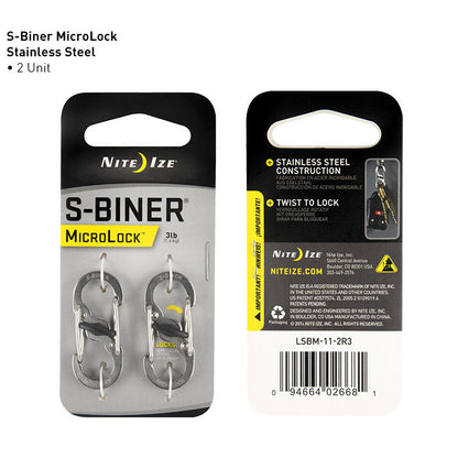 S-Biner MicroLock (Twin Pack) Hardware Nite Ize Innovation Stainless Steel - BNR Industrial Automation