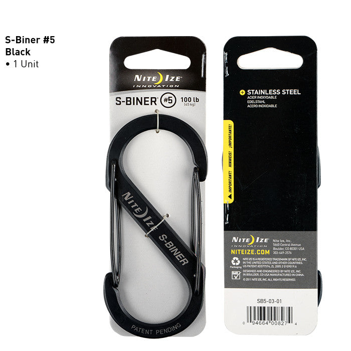 S-Biner - Stainless Steel Hardware Nite Ize Innovation #5 Black - BNR Industrial Automation
