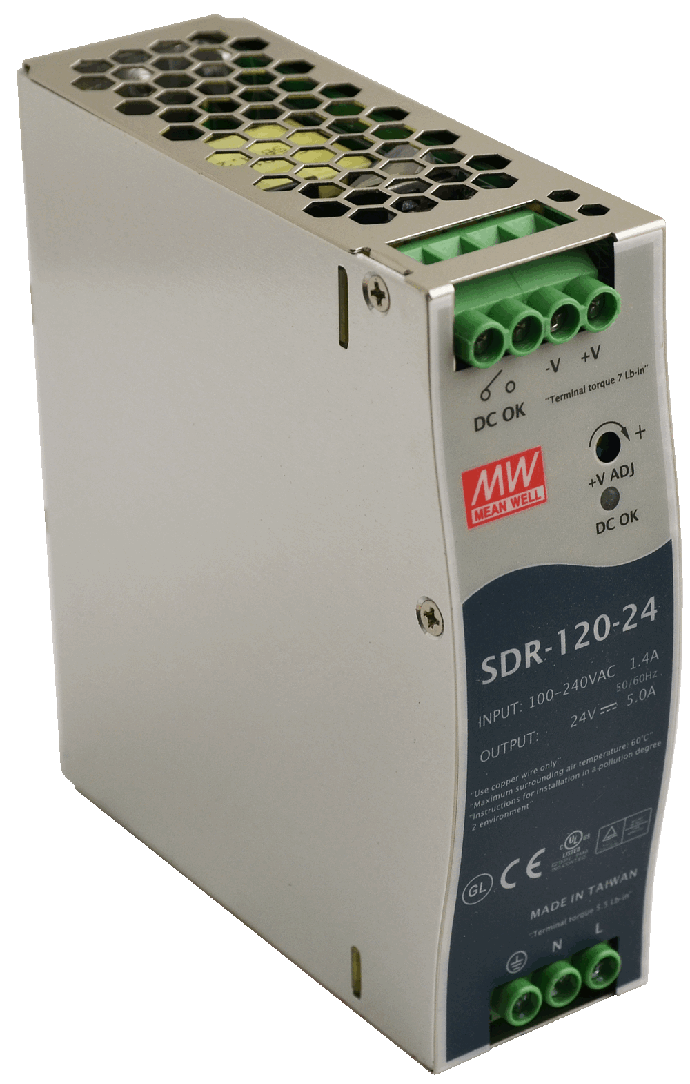 MEAN WELL SDR-120 Slim, High Reliability 120W Din Rail PSU Power Supplies Mean Well - BNR Industrial Automation