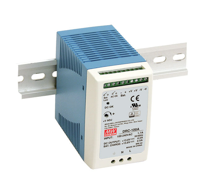 Mean Well MEAN WELL DRC-100 Series UPS Din Rail Power Supply with Battery Back Up - BNR Industrial