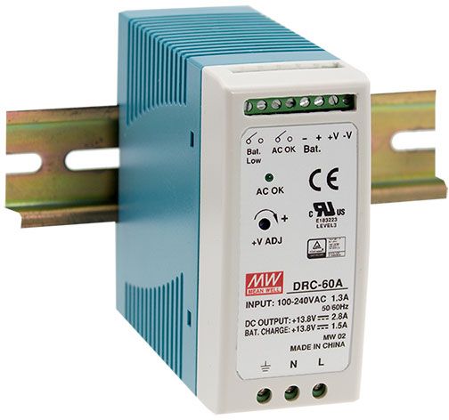 MEAN WELL DRC-60 Series UPS Din Rail Power Supply with Battery Back Up UPS Mean Well - BNR Industrial Automation