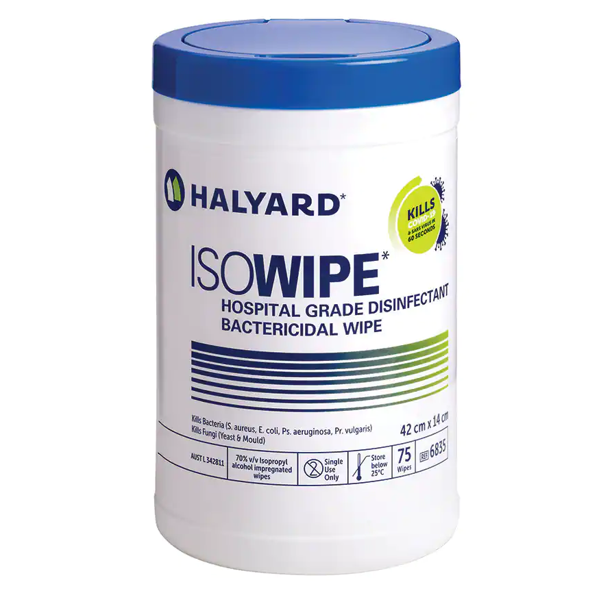 ISOWIPE* Hospital Grade 70% Isopropyl Alcohol Disinfectant Bactericidal Wipes Cleaning HALYARD - BNR Industrial Automation