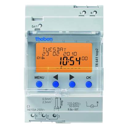 theben TR 641 top2 Digital time switch with yearly and astronomical time, Pulse, Cycle program - 6410100 Timer theben - BNR Industrial Automation