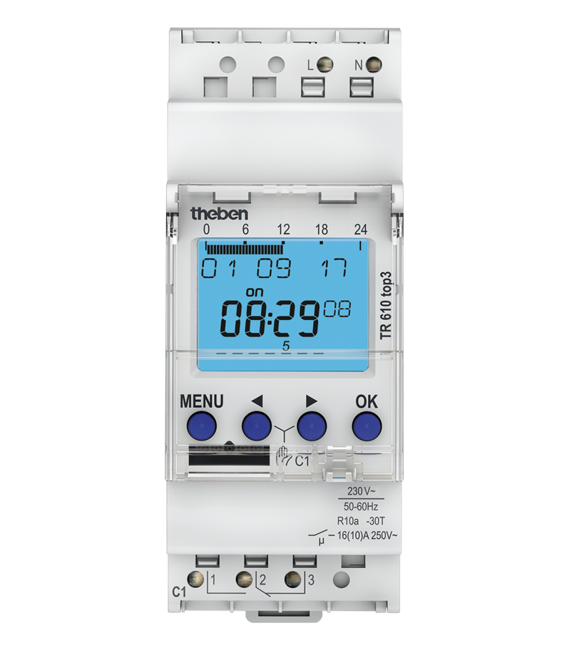 theben TR610 top3 Digital time switch with weekly program - 6100130 Timer theben - BNR Industrial Automation