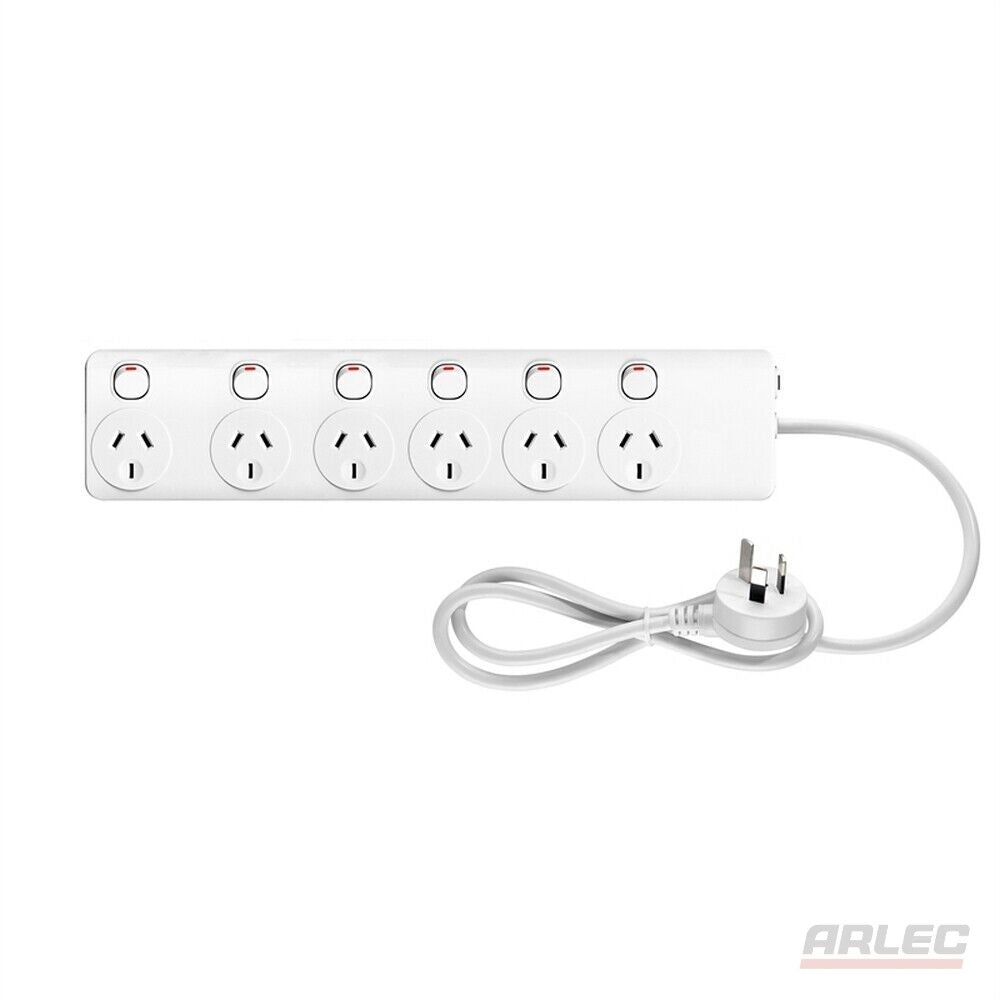 Arlec ARLEC 6 Outlet 6 Switch Surge Power Board - PB67 - BNR Industrial